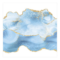 Blue & Gold Glitter Agate Texture 05 (Print Only)