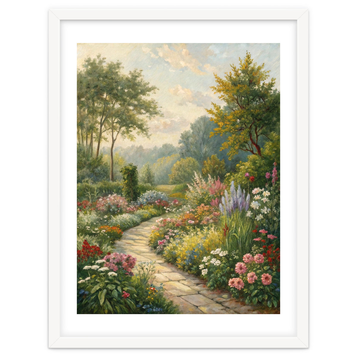 Enchanted English Cottage Garden Oil Painting