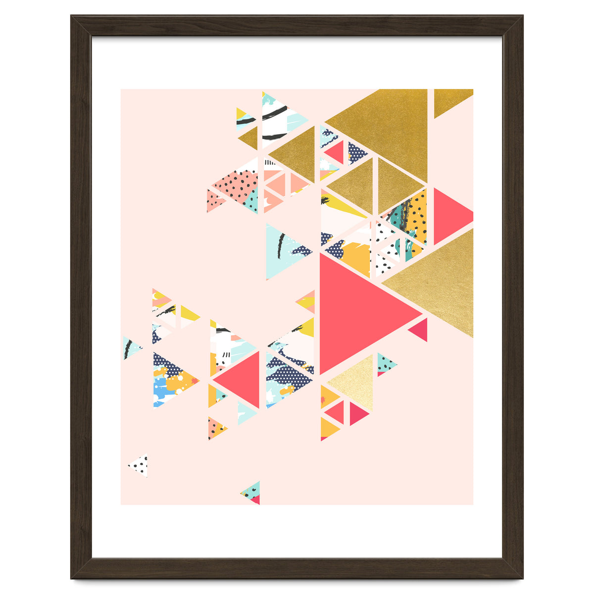 Gold Abstraction, Abstract Eclectic Colorful Geometrical, Blush Pastel Metallic Chic Graphic Design