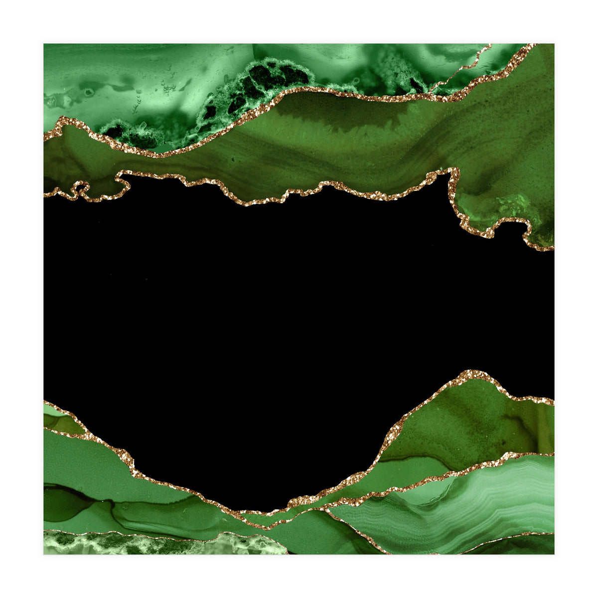 Green & Gold Agate Texture 18  (Print Only)