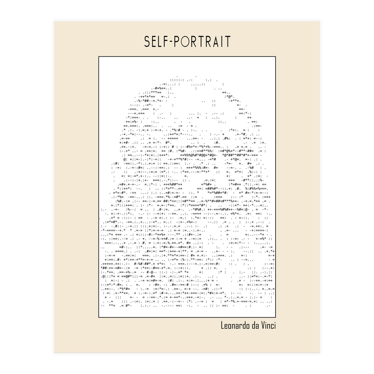 Self Portrait – Leonardo Da Vinci (ascii Art) (Print Only)