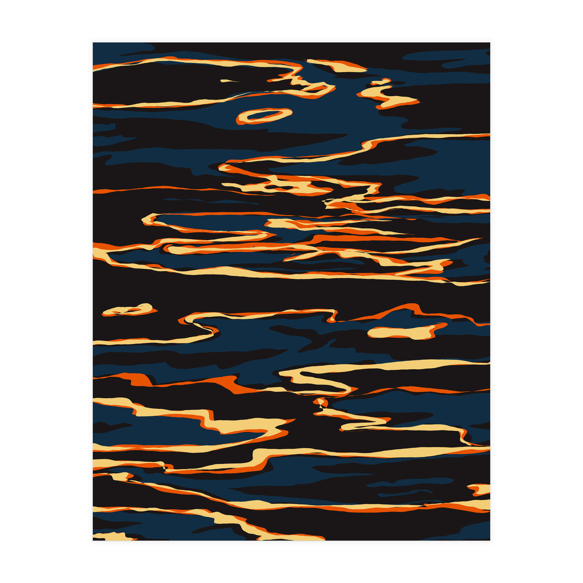 Sunset Reflection, Positivity Hope Growth Optimism Mindset, Nature Marble Dark Ocean (Print Only)