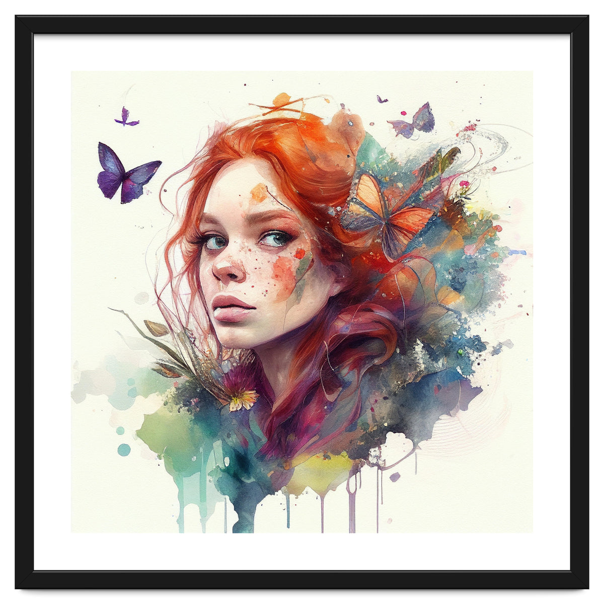 Red Hair Butterfly Glance