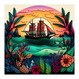Folk Sunset Sailing Ship (Print Only) thumbnail