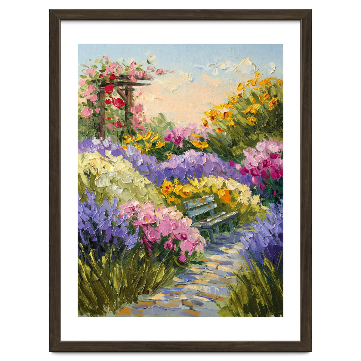 Serene Summer Garden Path Oil Painting