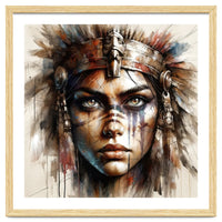 Regal Warrior Woman Watercolor Portrait