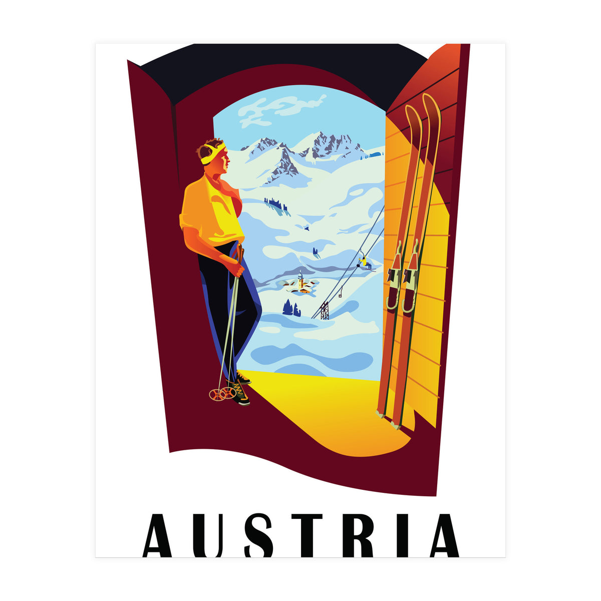 Austria Ski Track At The Door (Print Only)