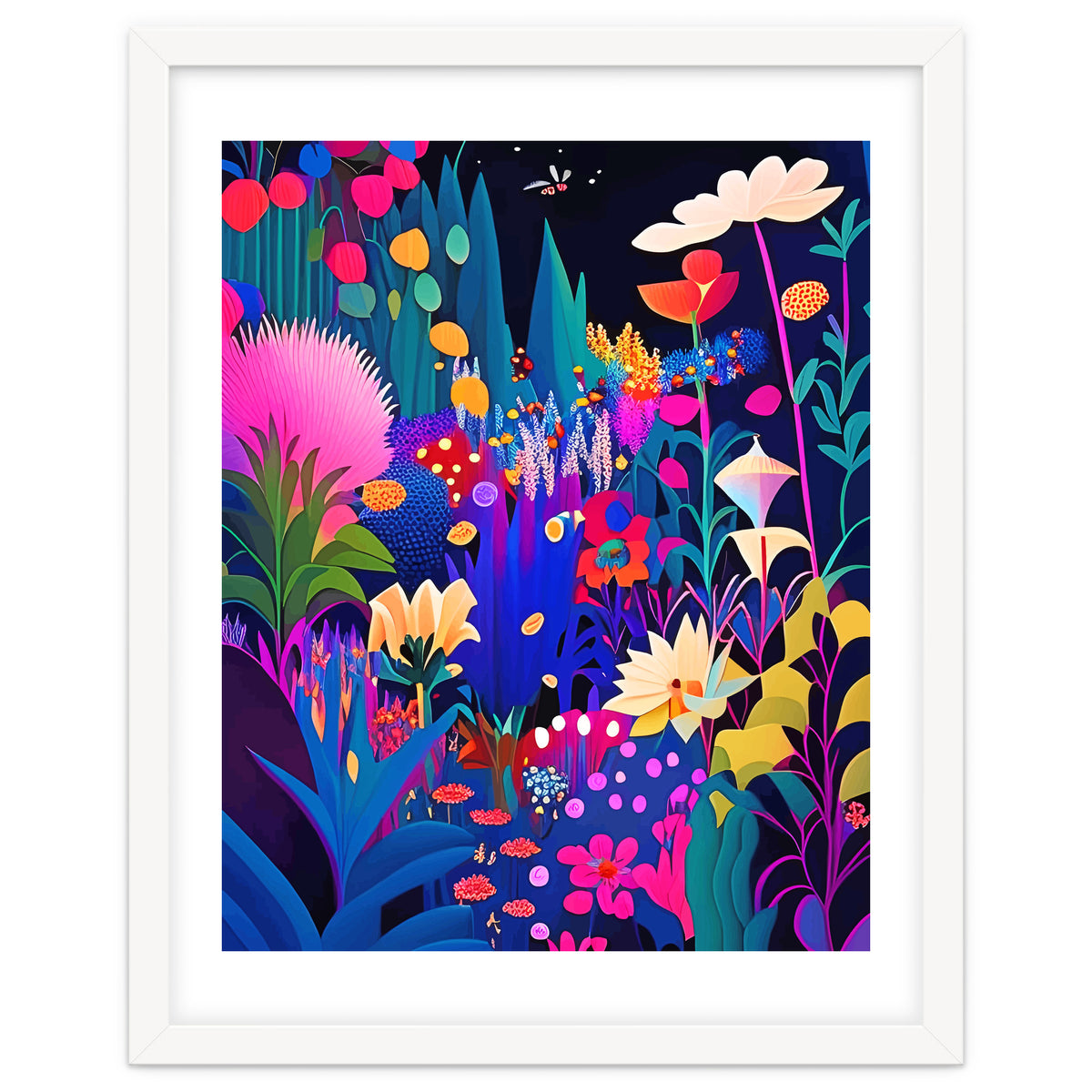 Surreal Emotions, Abstract Colorful Bold Botanical Nature Garden, Eclectic Boho Bohemian Modern Contemporary Graphic Design Painting