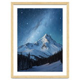 Majestic Snow-Capped Mountain Peak Under a Brilliant Starry Night Sky thumbnail