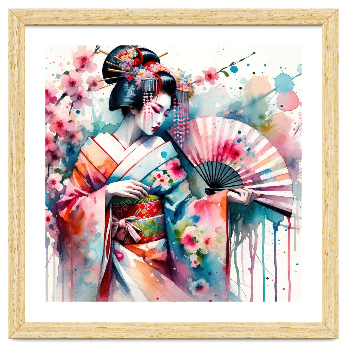 Watercolor Geisha Dancer #2