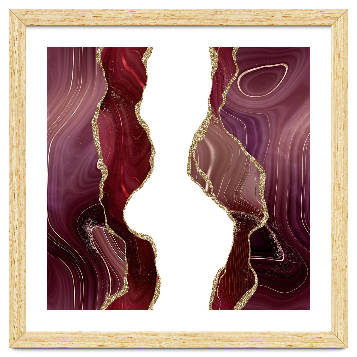 Burgundy & Gold Glitter Agate Texture 06