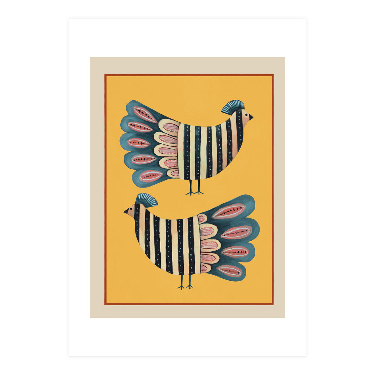 Striped Bird Pair II (Print Only)