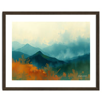 Long Title Misty Blue Mountain Range Landscape