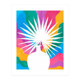 Fan Palm, Tropical Nature Botanical Colorful Watercolor, Abstract Jungle Rainbow Boho, Eclectic Plants Contemporary Modern (Print Only) thumbnail
