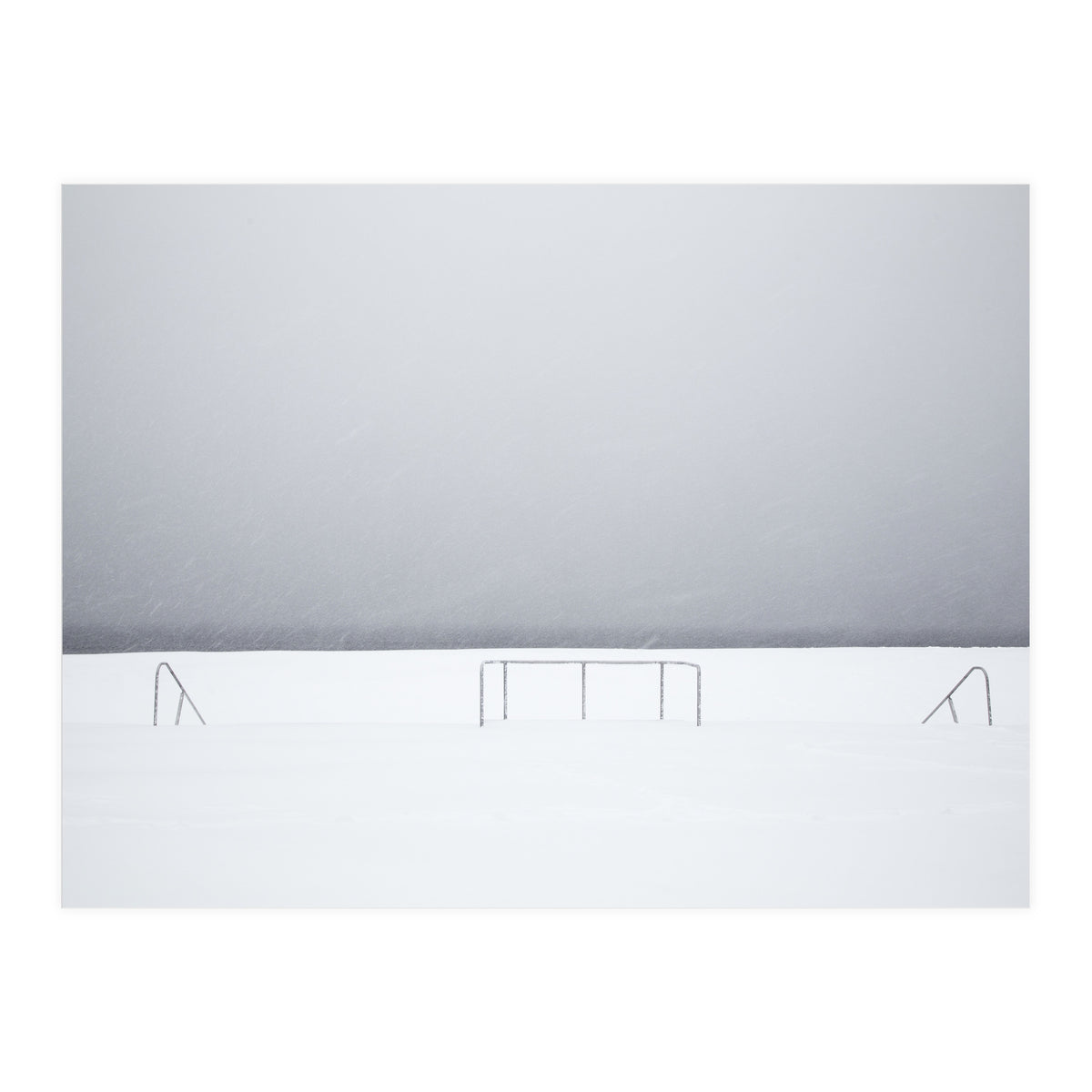 Stair railing covered by snow (Print Only)