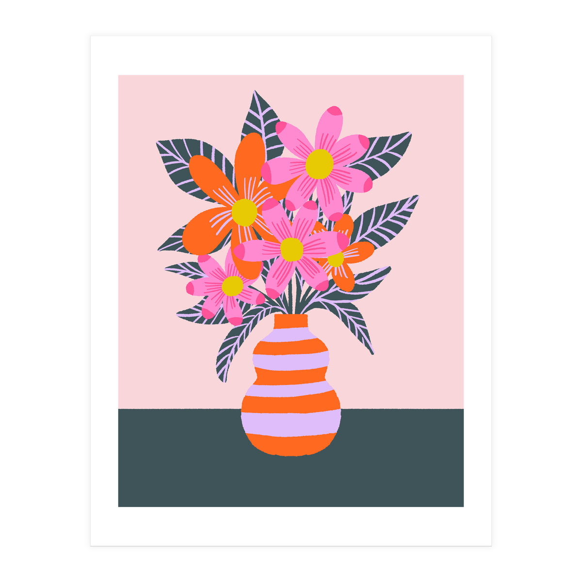 Colorful Flowers In a Vase (Print Only)