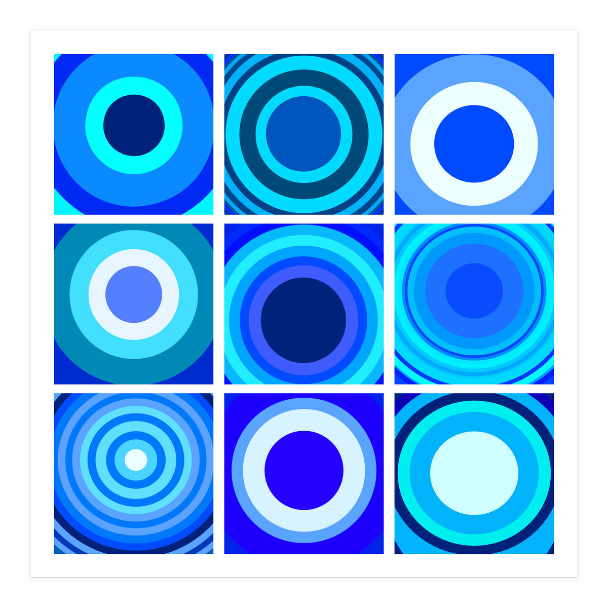 Circles & Rectangles Alt Blue 3 X 3: 4 (Print Only)