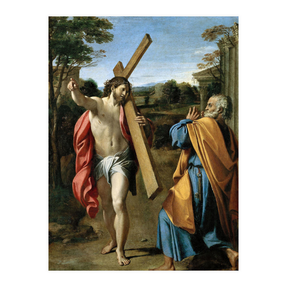 Annibale Carracci / 'Domine, quo vadis?', c. 1602, Oil on panel, 77.4 x 56.3cm. AGOSTINO CARRACCI. (Print Only)