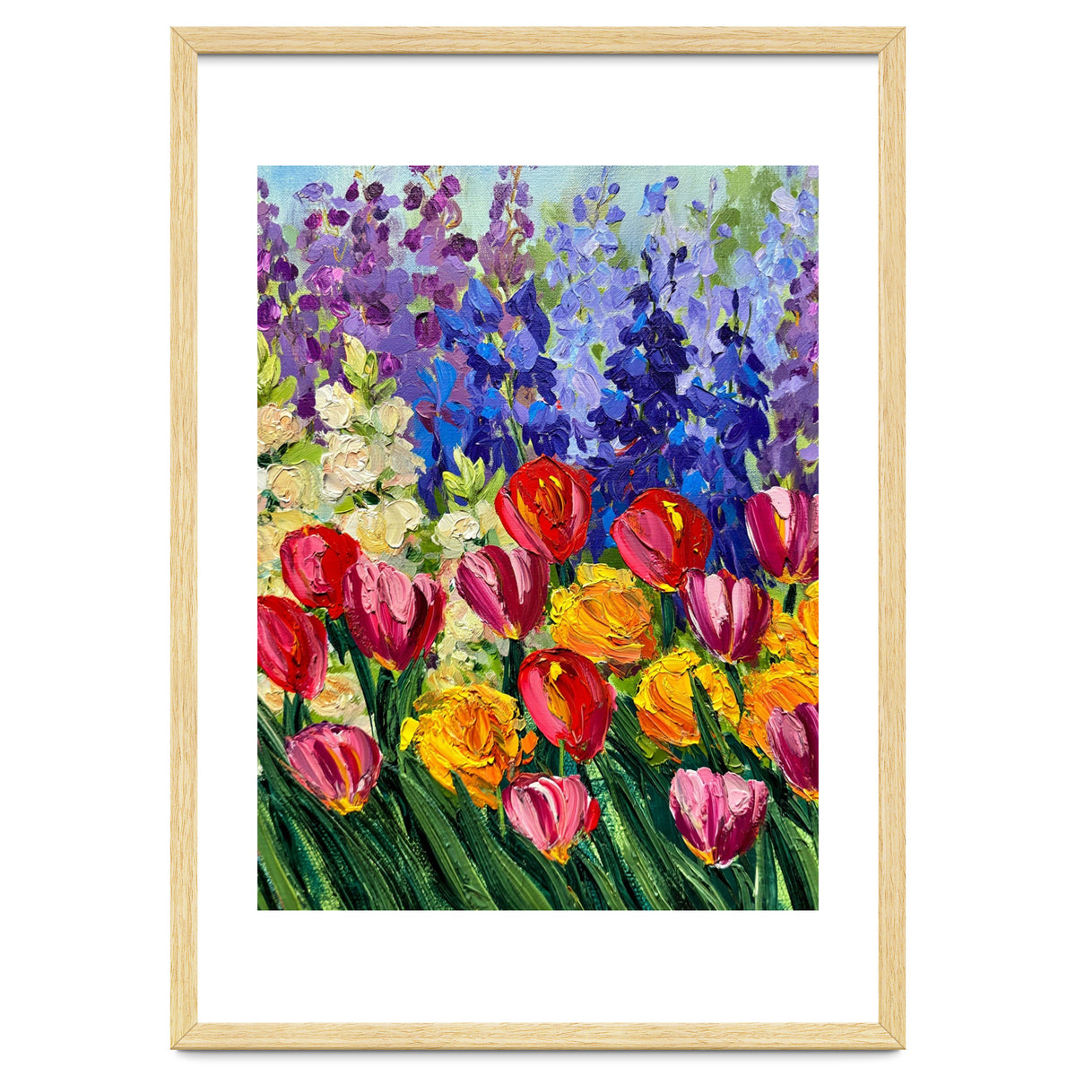 Vibrant Summer Tulip Garden Oil Painting