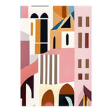 Moroccan City, Pastel Architecture Cityscape Buildings, Travel Eclectic Modern Bohemian Houses (Print Only) thumbnail