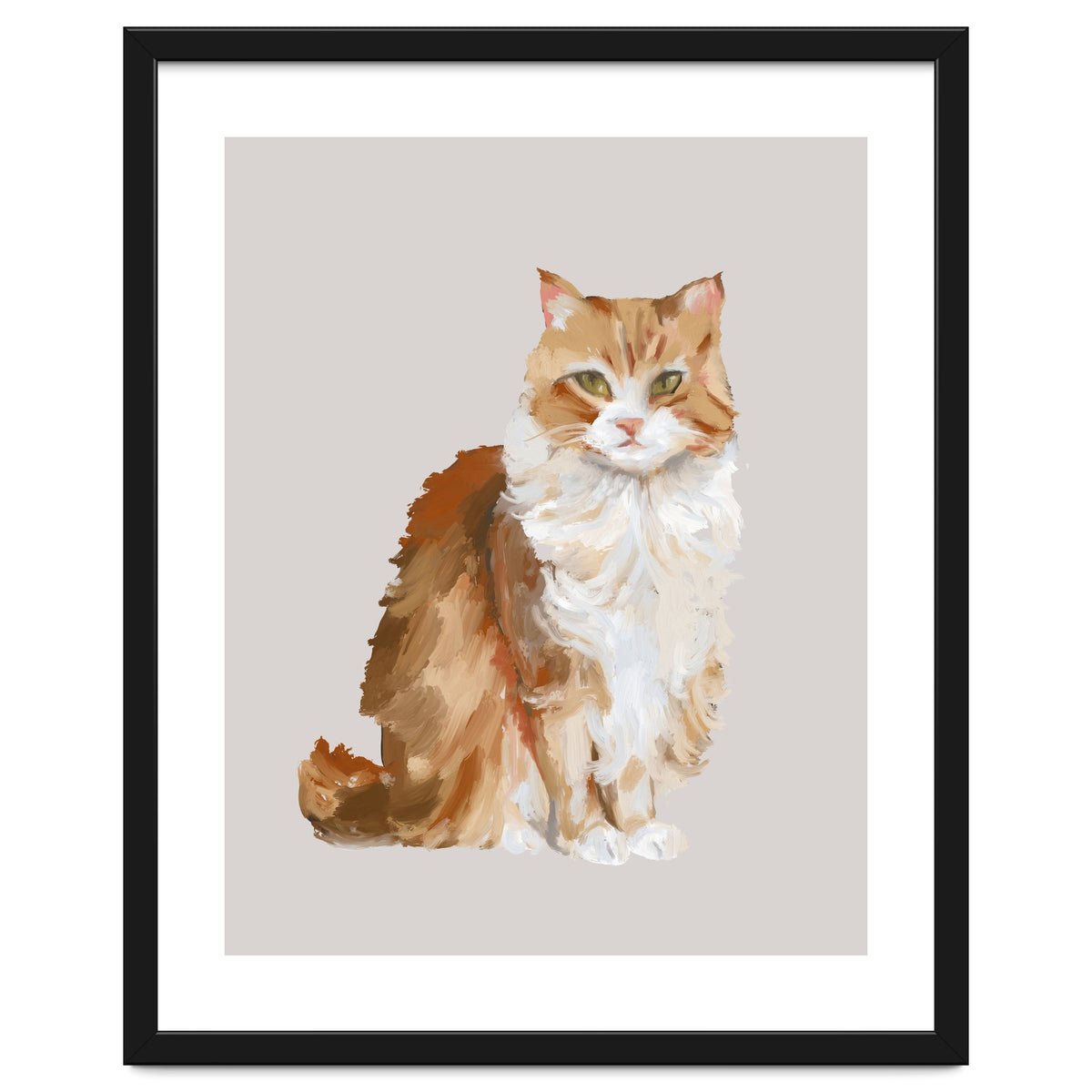 Handpainted messy oil painting of furry baby cat