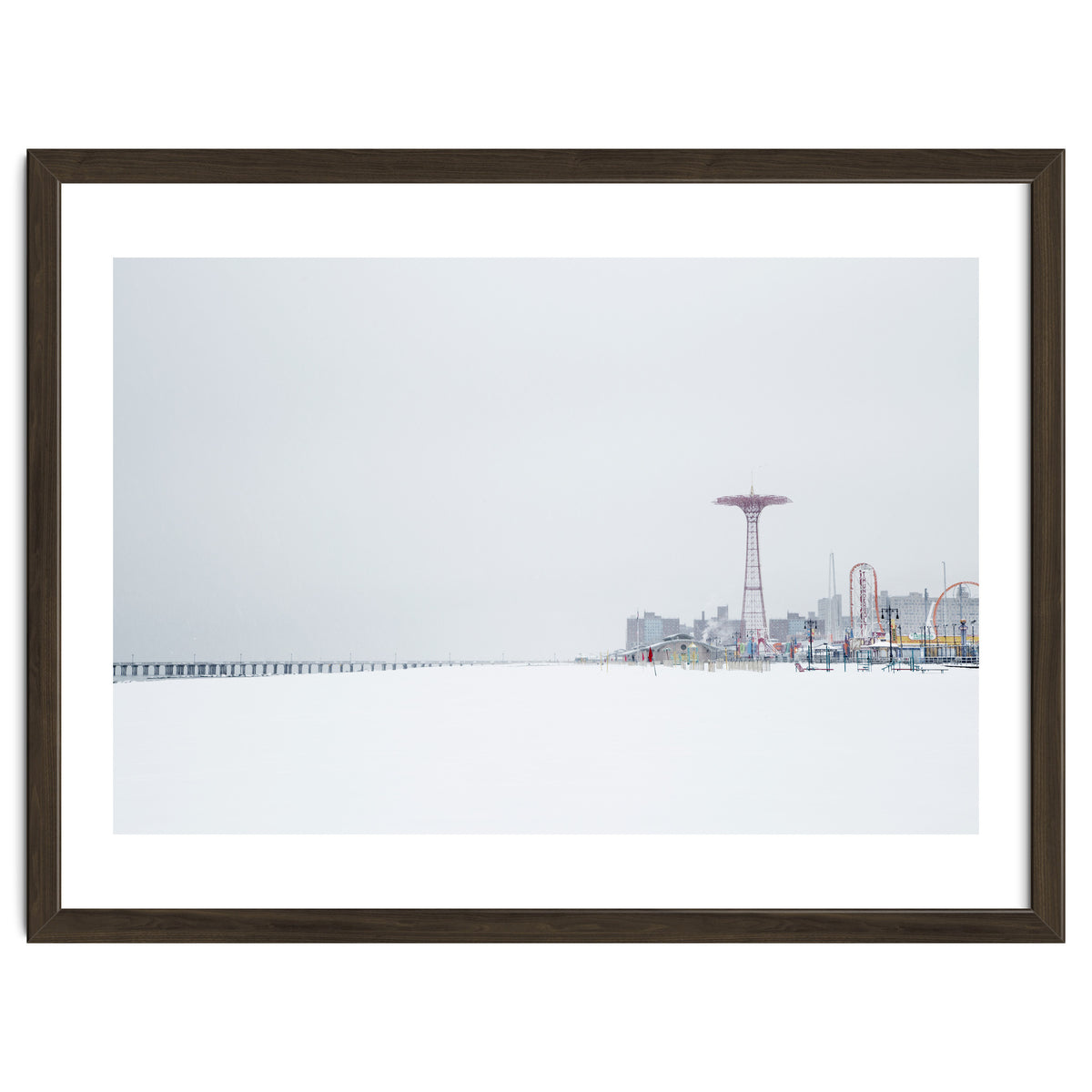 Amusement park in the winter seascape