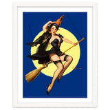 Pinup Sexy Witch Posing On A Broom thumbnail