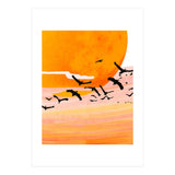Time Flies, Birds Wildlife Fly Freedom Nature, Sun Sunset Sunrise Positivity Hope Painting, Growth Migrate Gift Animals Blush Sky Bohemian (Print Only) thumbnail