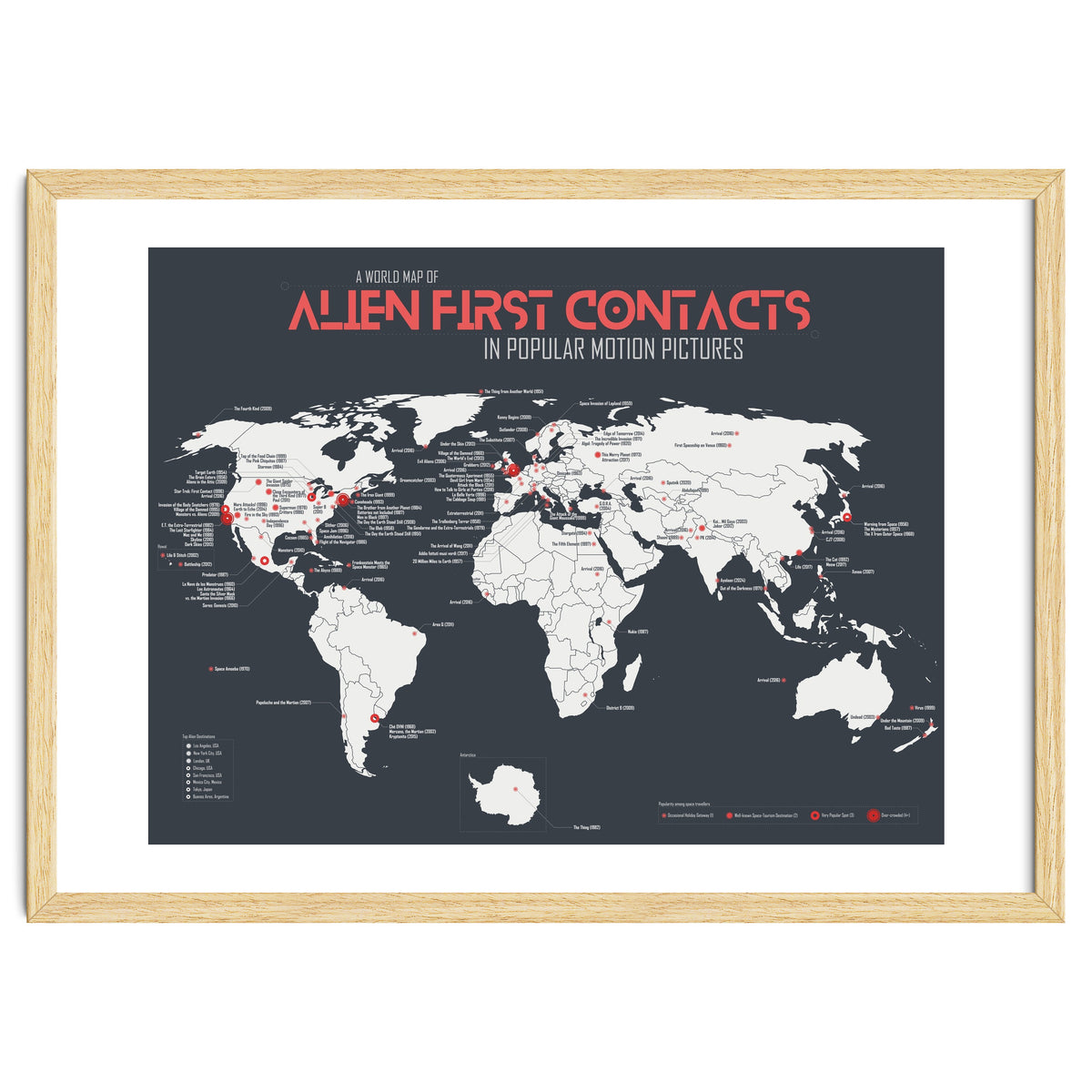 World Map of Alien First Contacts in Movies