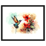 Dance Of Hummingbird And Crimson Flowers thumbnail