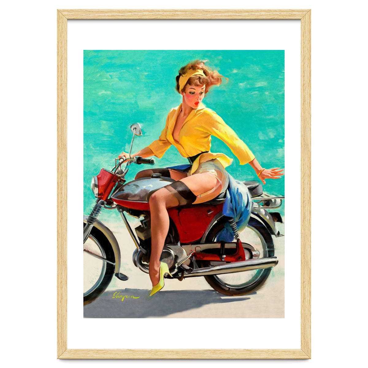 Pinup Sexy Motorcycle Girl