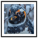 Penguin In Snow Falling Close Up Portrait thumbnail