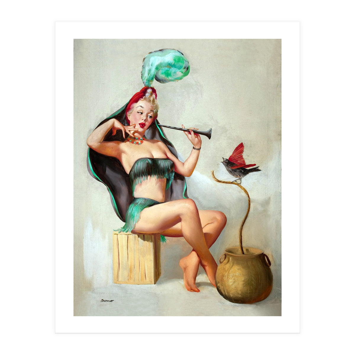 Pinup Sexy Girl Performing A Trick (Print Only)