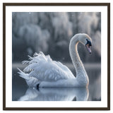 Majestic White Swan Gracefully Floating On Water thumbnail