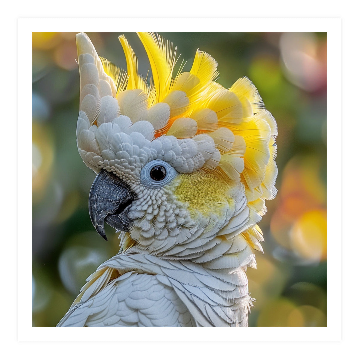 Yellow Crested Cockatoo Bird Close Up Portrait (Print Only)
