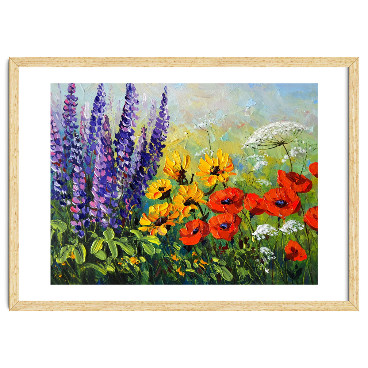 Radiant Summer Wildflower Meadow Oil Painting