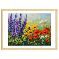 Radiant Summer Wildflower Meadow Oil Painting