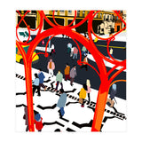 City Street, Eclectic Architecture Buildings Busy New York, People Work Office Daily Life Boho Contemporary Traffic Gifts (Print Only) thumbnail