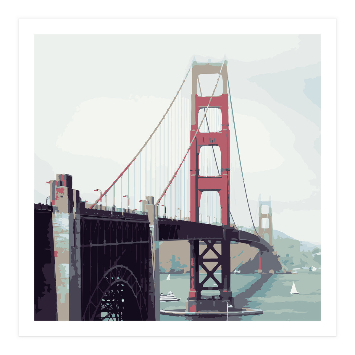 Golden Gate Watercolor Art (Print Only)