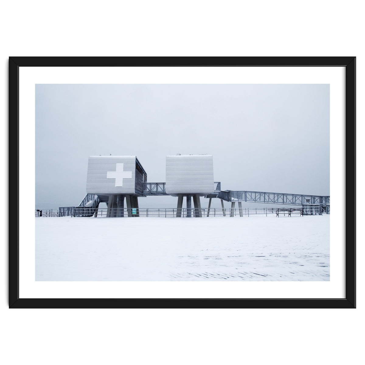 First aid house in the winter seascape