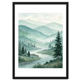 Serene Misty Mountain Valley Watercolor Painting thumbnail