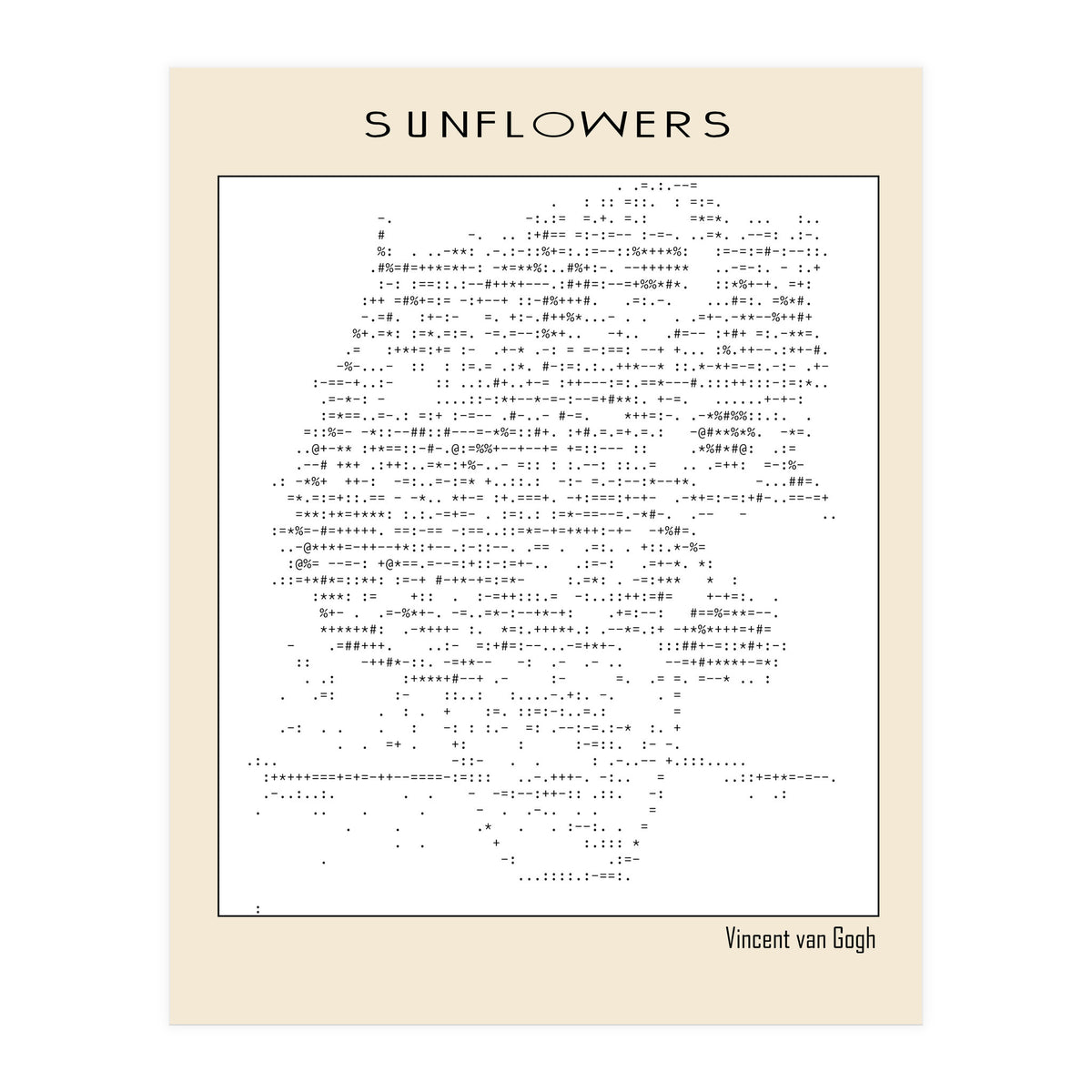 Sunflowers – Vincent van Gogh (1888) (ascii art) (Print Only)