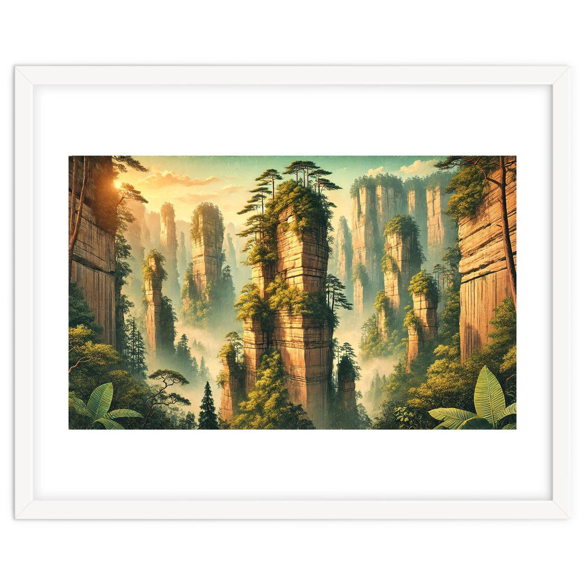 Vintage China, Zhangjiajie Stone Pillars Poster
