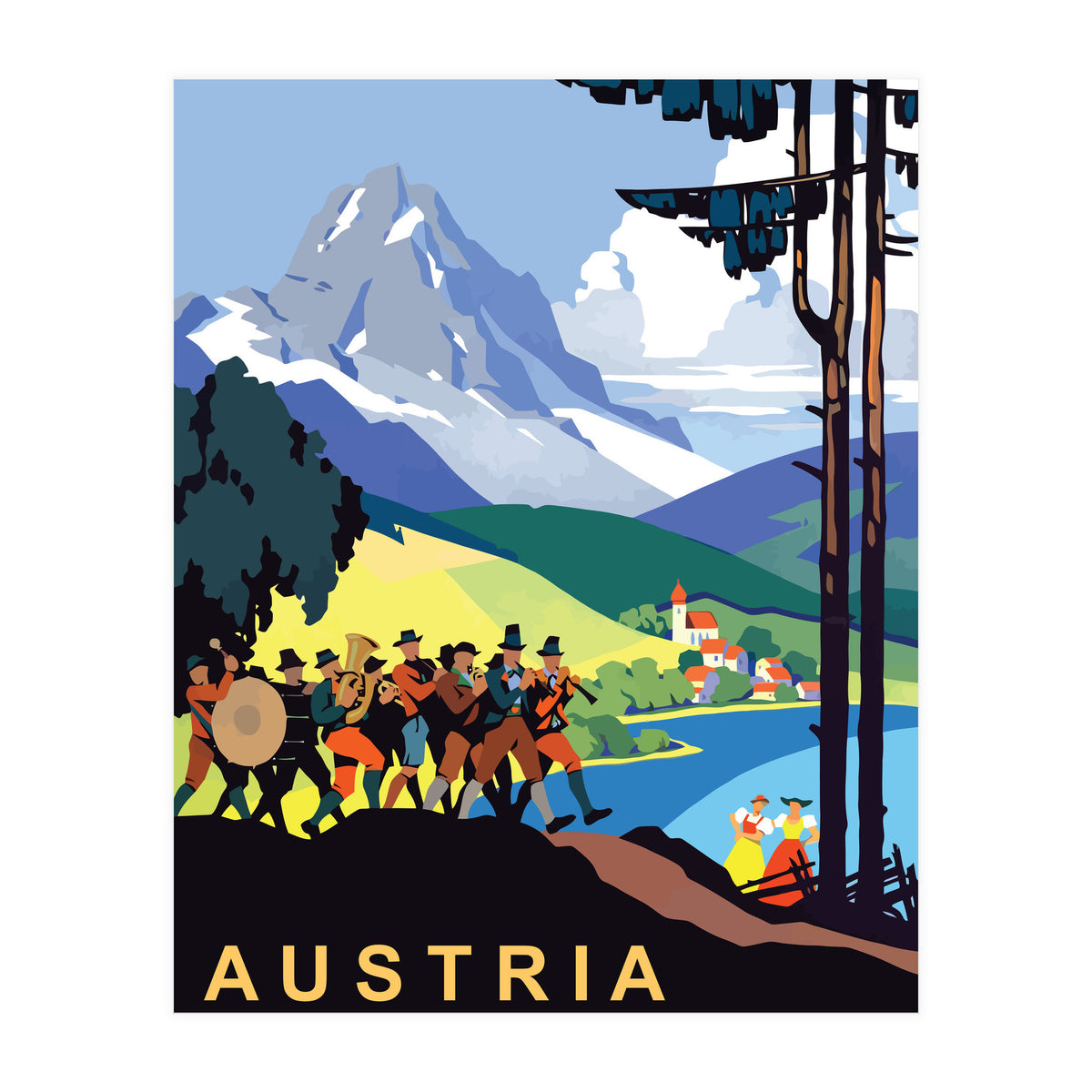 Austria, Music Orchestra on Picnic (Print Only)