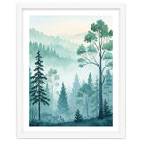 Ethereal Misty Pine Forest Watercolor Art thumbnail
