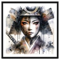 Ink Veil Asian Warrior Woman Portrait