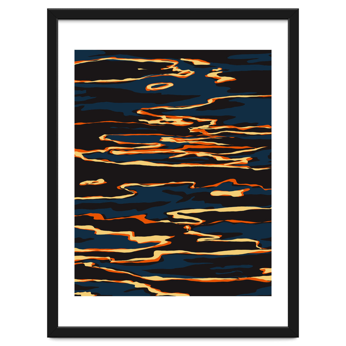 Sunset Reflection, Positivity Hope Growth Optimism Mindset, Nature Marble Dark Ocean