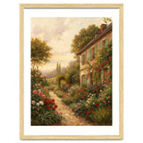 Idyllic Sunlit Cottage Garden Oil Painting thumbnail