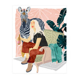 Zebra Hangout | Wildlife Urban Jungle Décor | Banana Leaves Monstera Plant Lady Fashion  (Print Only) thumbnail