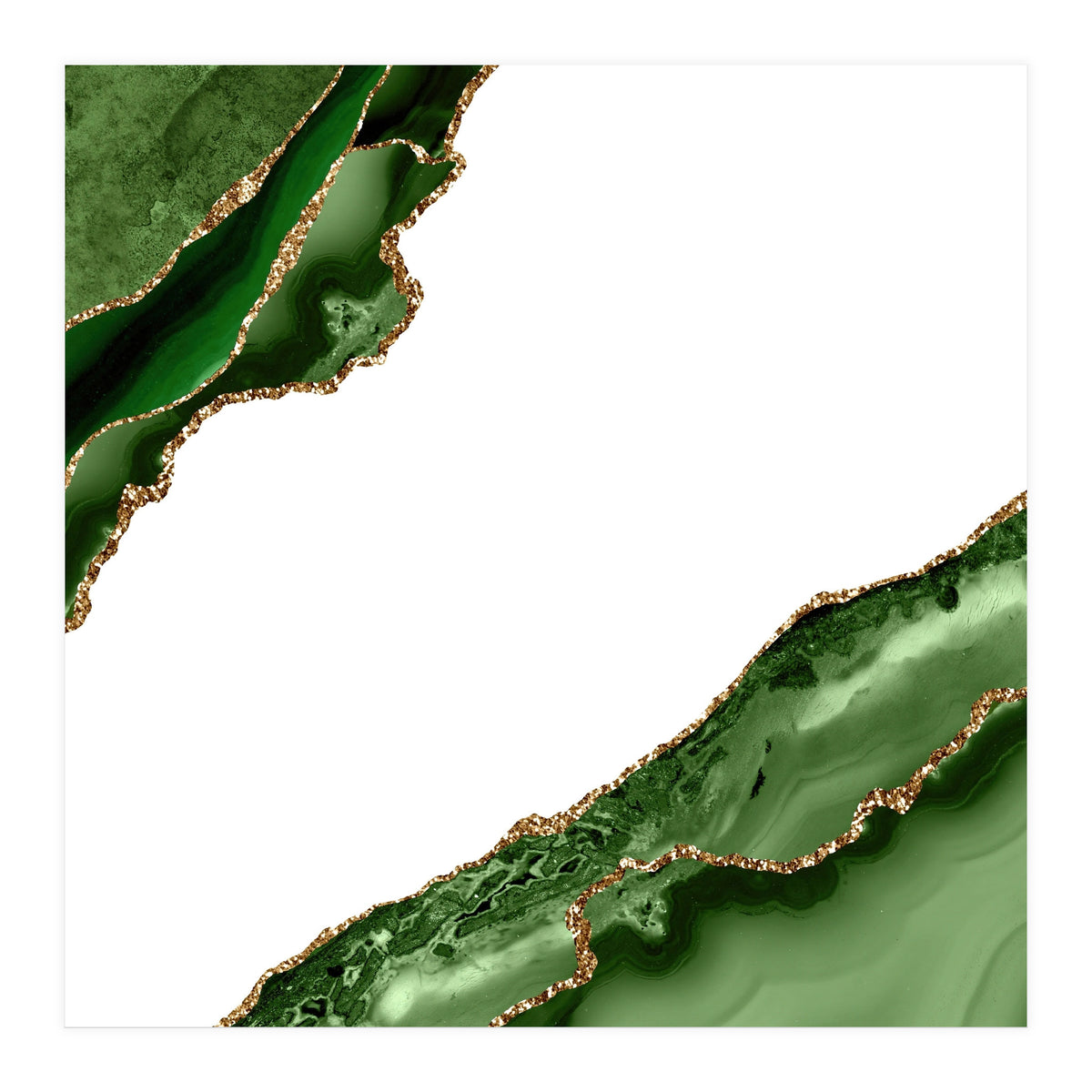 Green & Gold Agate Texture 19  (Print Only)